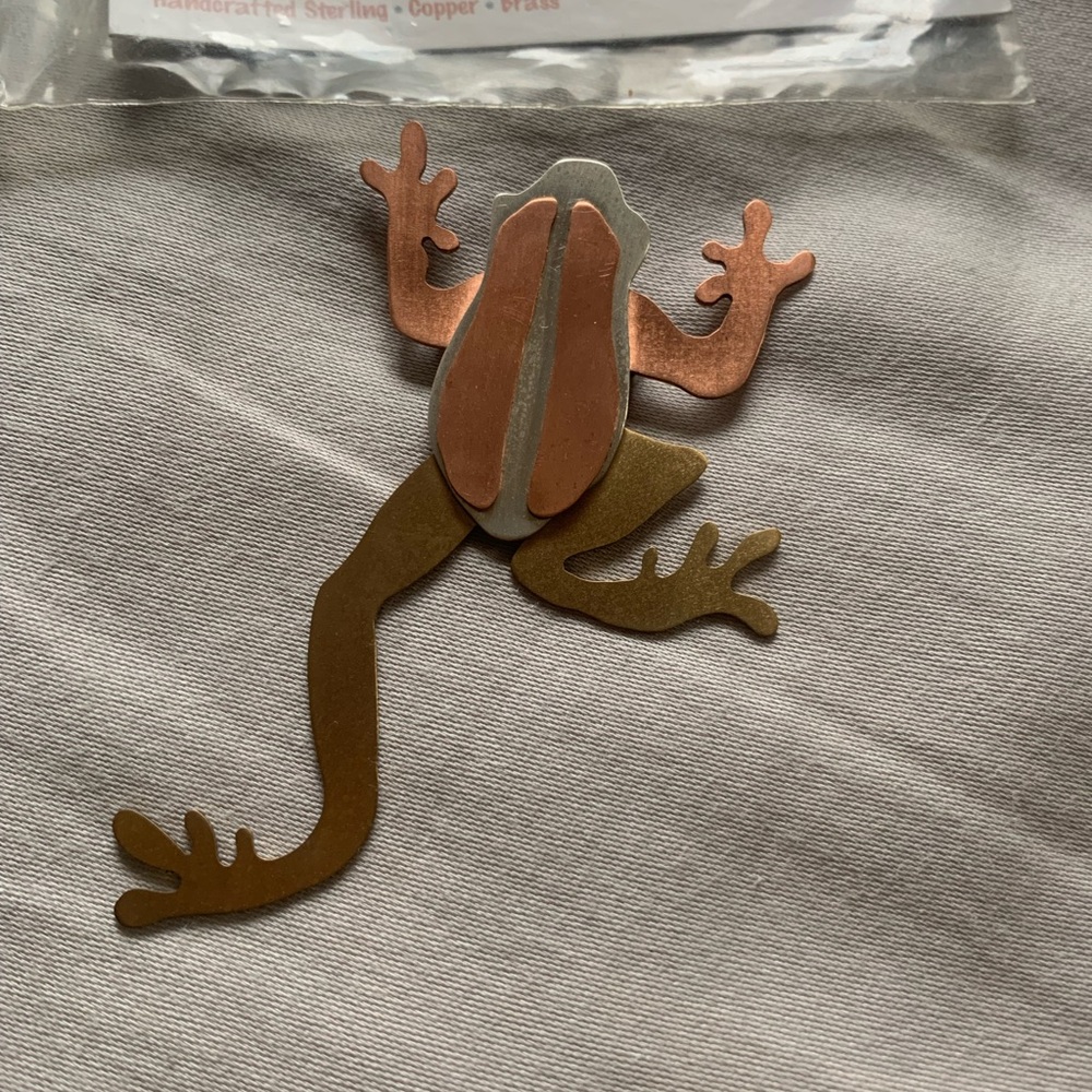 Copper and Brass Frog Brooch or pendant